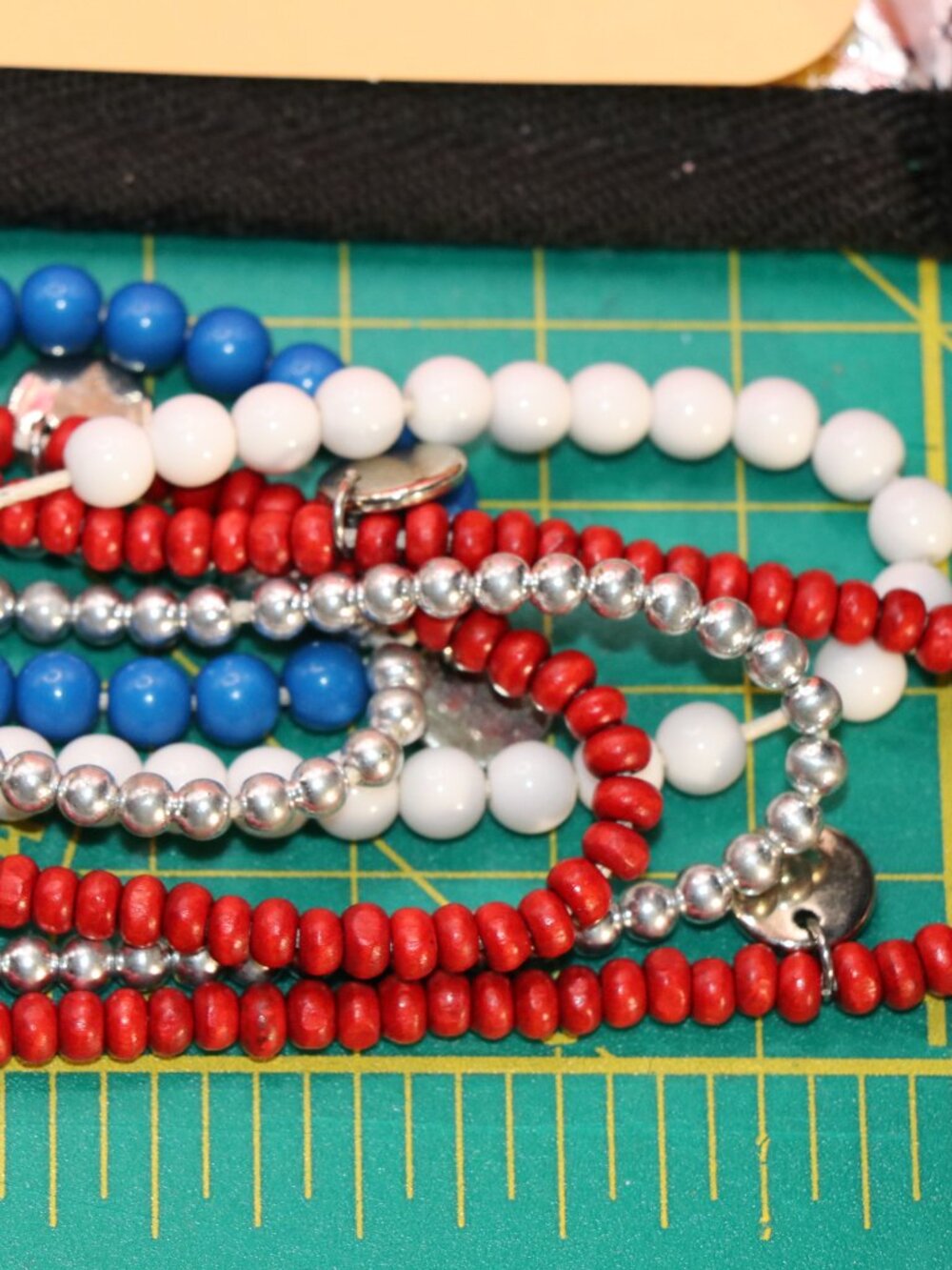 Multistrand Patriotic Necklace and Wired Adjustable Wrap Bracelet - Picture 4 of 6